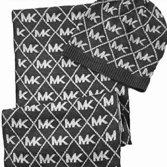 Michael Kors Black Diamond Metallic Logo Scarf Hat Set NWT Michael Kors | Accessories | Michael Kors Black Diamond  main image 2